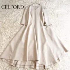 美品✨セルフォード ツイストカシュクールワンピース ひざ丈 ベージュ 34