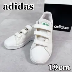 S091 アディダス アドバンコート キッズスニーカー 19cm ホワイト