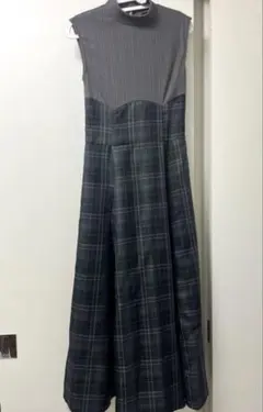 dazzlin　チェックノースリーブコルセットワンピース