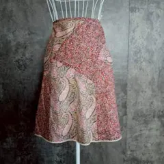 ✨KUMIKYOKU✨クミキョク♡膝丈フレアスカート♡小花柄♡植物柄♡赤白(２)