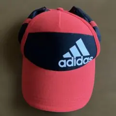 adidas キッズ キャップ 赤黒 メッシュ　５４〜５７cm 子供
