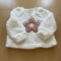 フラワー刺繍 ホワイト ベビーパジャマ　冬用のサムネイル