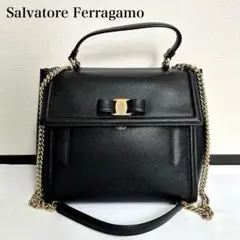 ⭐フェラガモ⭐ 美品 ヴィラ リボン チェーン ショルダーバッグ 