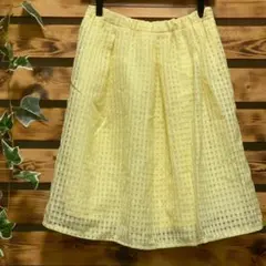 レトロガール フレアスカート イエロー 夏らしい 可愛い Mサイズ ウエストゴム