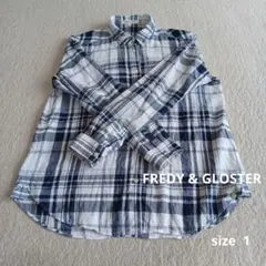 タイムセール❣️FREDY & GLOSTER ネイビーチェック柄2wayシャツのサムネイル