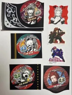 ヒロアカ　切島鋭児郎　バースデイ缶バッジステッカー④枚　フレークシール③枚