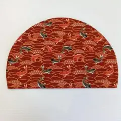 『鯉と波模様』半円形 ランチョンマット ハンドメイド 和柄 ギフト