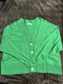 ショコラフィネローブ　Vネック カーディガン　長袖　F　オフィスカジュアル　緑系