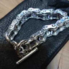 美品　アイアンハート　IRONHEART　925　チェーンブレス＆鹿革袋付き 美品アイアンハートIRONHEART925チェーンブレス＆鹿革袋付き