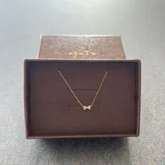 agete アガットK18YGリボンネックレス パヴェダイヤモンド0.03