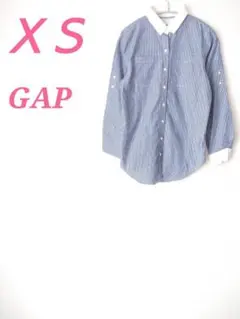 GAP 長袖シャツ ストライプ ブルー XSサイズ オフィスカジュアル　きれいめ