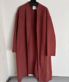 spick&span ノーカラー長袖ロングコート　ウール　ピンク　34