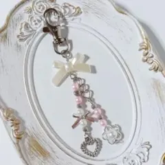 【No.266】ビーズキーホルダー　チャーム　ピンク　メンカラ　推し活