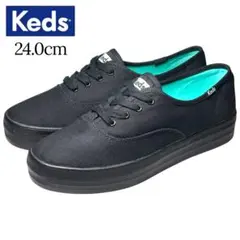 美品 Keds 24cm レディース 厚底 チャンピオンオックスフォード 黒のサムネイル