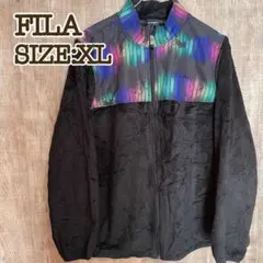 FILA フィラ フルジップフリースジャケット　黒 XL 刺繍ロゴ