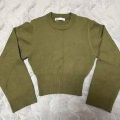 ZARA オリーブグリーン クロップドニット