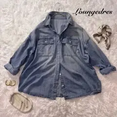 2026年最新】Loungedress カラー：ブルー系 レディース 長袖 シャツ 
