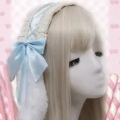 量産型 天使界隈 水色 ヘッドドレス 垂れ耳 ロリータ 地雷 コスプレ