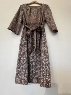 LAURA ASHLEY 総柄七分袖ワンピース サイズUK12