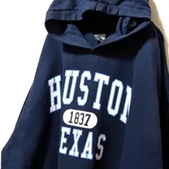 ポイント ヒューストンテキサス スウェット パーカーネイビー紺色2XL古着