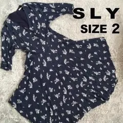 SLY ワンピース 花柄 ネイビー シフォン ロングワンピース 2号 レディース