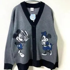 新品ディズニー　ミッキー ミニー カーディガン グレーM