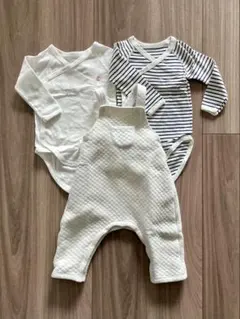 プチバトー 肌着 ロンパース オーバーオール 3点セット