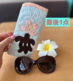 マルコ様専用　メガネケース ♡ホヌ&プルメリア♡ミントブルー♡ハワイアン