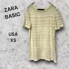 ZARA BASIC ザラベーシック　Tシャツ　トップス　レース　刺繍　訳あり