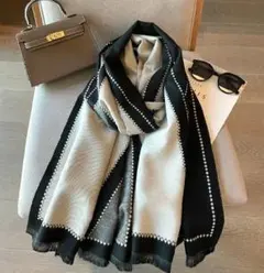 24H以内発送カシミヤ混リバーシブルモノトーンカシミヤ大判ストールマフラー312