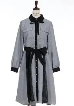 axes femme バイカラーワンピース 黒