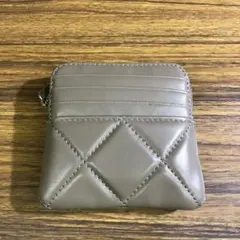 本革 カードケース付き ポーチ キルティングレザー ミニ財布 ポーチ