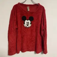 Disney ミッキーマウス ふわモコ フリースナイトウェア レッド XL