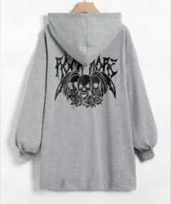 72 ドクロ柄 フルジップパーカー 大きいサイズ3L～4L