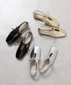 黒パンプス フラットシューズ