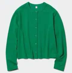 UVカットジャージークルーネックカーディガン【ユニクロ】グリーン