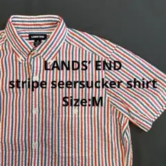【美品】LAND’S END 半袖シアサッカーシャツ　Mサイズ