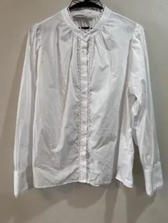 ZARA ホワイト 長袖シャツ フリル付き