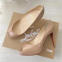 ラスト１【新品】ルブタン オープントゥ プラットフォーム パンプス ヌード 36