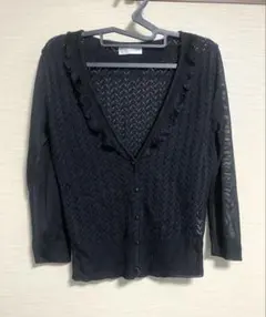 【美品】カーディガン　黒　すかし模様のサムネイル