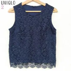 ☆ ユニクロ ノースリーブ 花柄レース ブラウス　Mサイズ