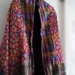 【美品】キング　LUPUY チェック柄　ヒョウ柄　大判ストール