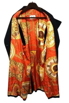 HERNO　ヘルノ　シルク裏地　スカーフ柄　ウール・カシミヤ混　ロングコート