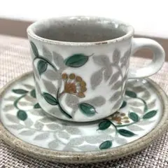 九谷　カップとソーサー　花柄　陶器製
