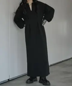 【美品】今だけ価格‼️大人気 Ezik ロング ブラック ワンピース 結婚式 黒のサムネイル