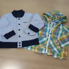 【familiar】リバーシブル　ストライプ /チェック柄 ジャケット80