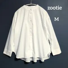 zootie ホワイト 綿100% 9分袖 バンドカラー　ブラウス　Mのサムネイル