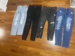 ダメージ加工デニムパンツセット4枚セット