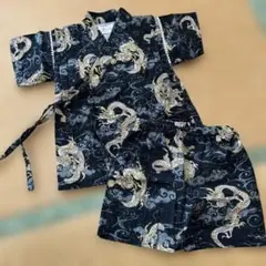 ベビー甚平 90cm 黒 龍柄