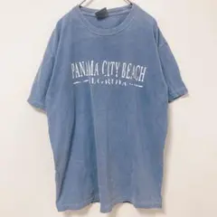 コンフォートカラーズ クルーネック半袖 ロゴ Tシャツ M 青 綿 カジュアル